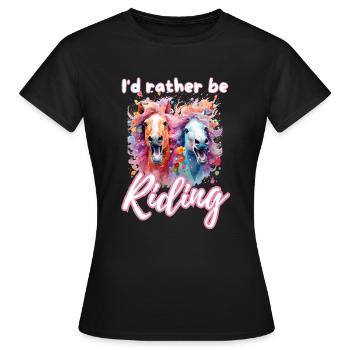 I'd rather be riding horseriding girl splash art - Women's T-Shirt - black - Front - AI Model Female 172 dark (172cm)