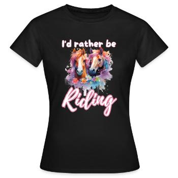 I'd rather be riding horseriding girl splash art - Women's T-Shirt - black - Front - AI Model Female 172 dark (172cm)