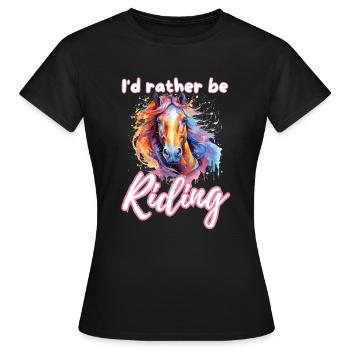 I'd rather be riding horseriding girl splash art - Women's T-Shirt - black - Front - AI Model Female 172 dark (172cm)