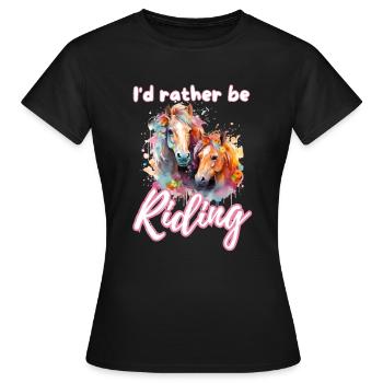 I'd rather be riding horseriding girl splash art - Women's T-Shirt - black - Front - AI Model Female 172 dark (172cm)