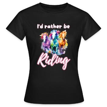 I'd rather be riding horseriding girl splash art - Women's T-Shirt - black - Front - AI Model Female 172 dark (172cm)