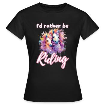 I'd rather be riding horseriding girl splash art - Women's T-Shirt - black - Front - AI Model Female 172 dark (172cm)