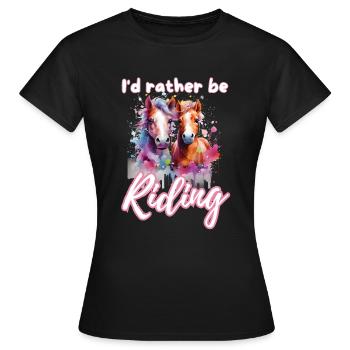 I'd rather be riding horseriding girl splash art - Women's T-Shirt - black - Front - AI Model Female 172 dark (172cm)