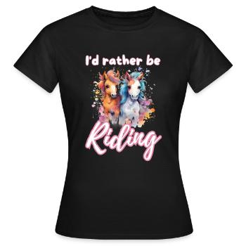 I'd rather be riding horseriding girl splash art - Women's T-Shirt - black - Front - AI Model Female 172 dark (172cm)