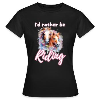 I'd rather be riding horseriding girl splash art - Women's T-Shirt - black - Front - AI Model Female 172 dark (172cm)