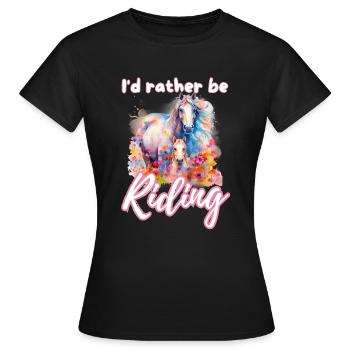 I'd rather be riding horseriding girl splash art - Women's T-Shirt - black - Front - AI Model Female 172 dark (172cm)