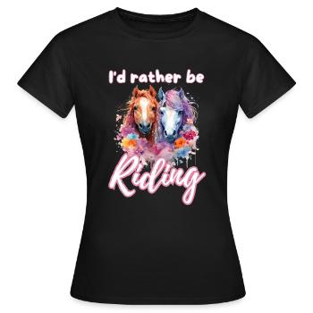 I'd rather be riding horseriding girl splash art - Women's T-Shirt - black - Front - AI Model Female 172 dark (172cm)
