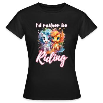 I'd rather be riding horseriding girl splash art - Women's T-Shirt - black - Front - AI Model Female 172 dark (172cm)