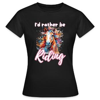 I'd rather be riding horseriding girl splash art - Women's T-Shirt - black - Front - AI Model Female 172 dark (172cm)