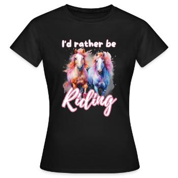 I'd rather be riding horseriding girl splash art - Women's T-Shirt - black - Front - AI Model Female 172 dark (172cm)