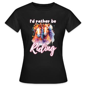 I'd rather be riding horseriding girl splash art - Women's T-Shirt - black - Front - AI Model Female 172 dark (172cm)