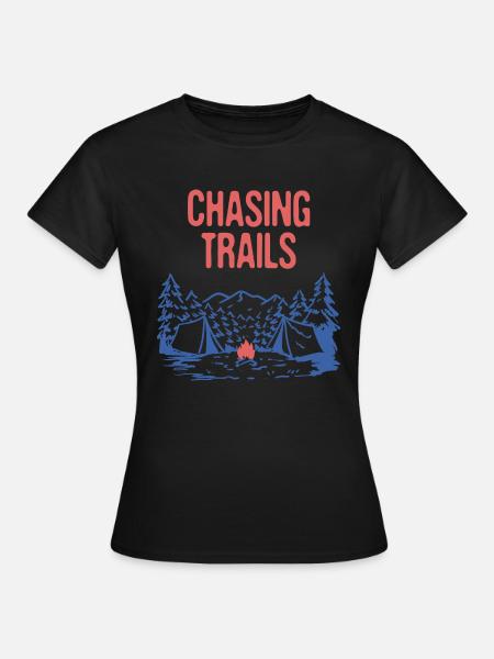 Chasing Trails Hiking Mountain Hiker Summit - Frauen T-Shirt - Schwarz