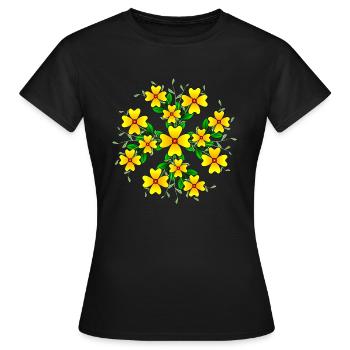 fleur jaune motif floral vrille florale floral floral - T-shirt Femme - noir - Devant - AI Model Female 172 dark (172cm)