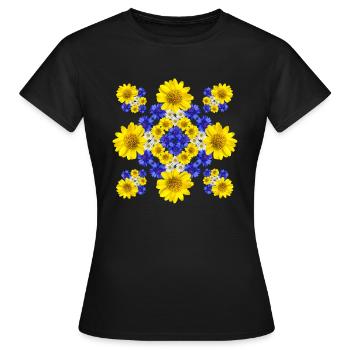 vrille florale, motif floral, fleur, fleuri, fleur florale - T-shirt Femme - noir - Devant - AI Model Female 172 dark (172cm)