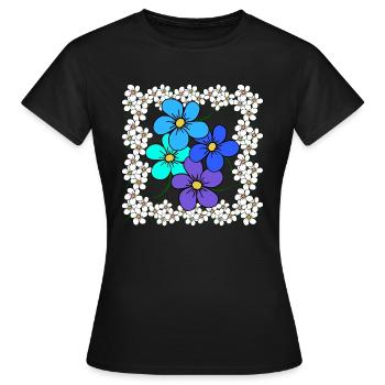 Blumenmuster floral Blumenranke blühende Blume - Frauen T-Shirt - Schwarz - Vorne - AI Model Female 172 dark (172cm)