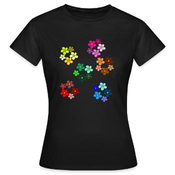 Blumenmuster blühende Blume floral Blumenranke - Frauen T-Shirt - Schwarz - Vorne - AI Model Female 172 dark (172cm)