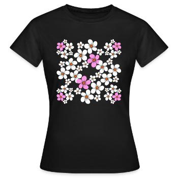 Blumenmuster Blume floral Blumenranke Blüte - Frauen T-Shirt - Schwarz - Vorne - AI Model Female 172 dark (172cm)