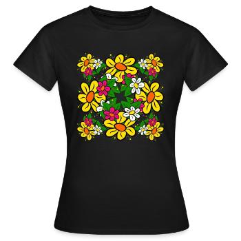 bouquet motif floral fleur vrille florale floral - T-shirt Femme - noir - Devant - AI Model Female 172 dark (172cm)