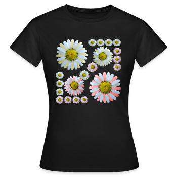 florales Blumenmuster Margeriten Blume Blumenranke - Frauen T-Shirt - Schwarz - Vorne - AI Model Female 172 dark (172cm)