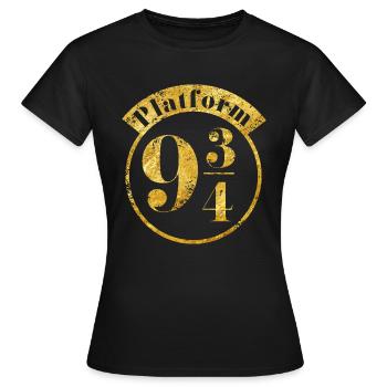 Harry Potter Platform 9 3/4 Gold - Women's T-Shirt - black - Front - AI Model Female 172 dark (172cm)