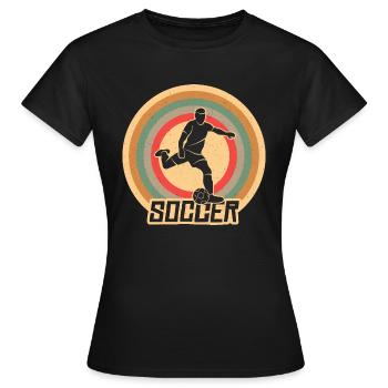 Fußballer Vintage Fußball Spieler Fußballspieler - Frauen T-Shirt - Schwarz - Vorne - AI Model Female 172 dark (172cm)
