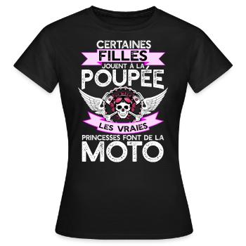 "Les princesses moto" t-shirt humour moto - T-shirt Femme - noir - Devant - AI Model Female 172 dark (172cm)