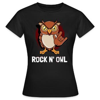 Rock 'n' Roll Music Eule Wortspiel Lustig Geschenk - Frauen T-Shirt - Schwarz - Vorne - AI Model Female 172 dark (172cm)