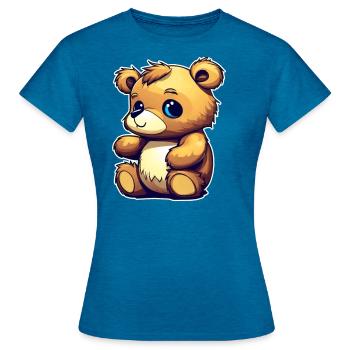 Mignon petit ours en peluche - T-shirt Femme - bleu saphir antique chiné - Devant - AI Model Female 172 dark (172cm)