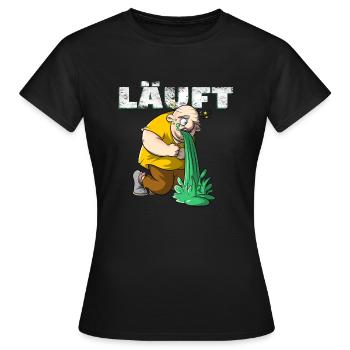 Läuft - Mann übergibt sich, Männerabend Sauftour - Frauen T-Shirt - Schwarz - Vorne - AI Model Female 172 dark (172cm)