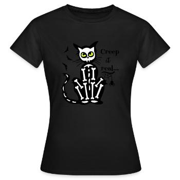Kriechen Sie Es Echte Skelettkatze - Frauen T-Shirt - Schwarz - Vorne - AI Model Female 172 dark (172cm)