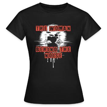 Drummer Woman Schlagzeugerin Girls Band - Frauen T-Shirt - Schwarz - Vorne - AI Model Female 172 dark (172cm)