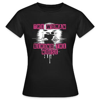 Drummer Woman Schlagzeugerin Girls Band - Frauen T-Shirt - Schwarz - Vorne - AI Model Female 172 dark (172cm)