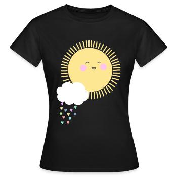 Sonne Wolke Regentropfen Herzen Sommer Happy - Frauen T-Shirt - Schwarz - Vorne - AI Model Female 172 dark (172cm)