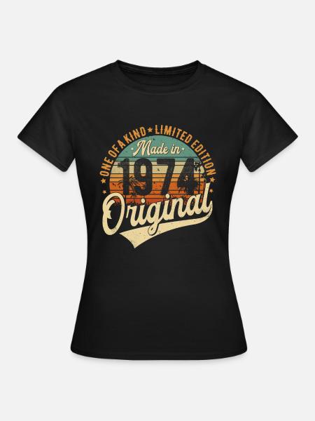 1974 Vintage Born Retro Vintage Anniversaire - T-shirt Femme - noir