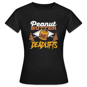 Erdnussbutter-Erdnüsse hocken Turnhallen-Trainingsgewichte - Frauen T-Shirt - Schwarz - Vorne - AI Model Female 172 dark (172cm)