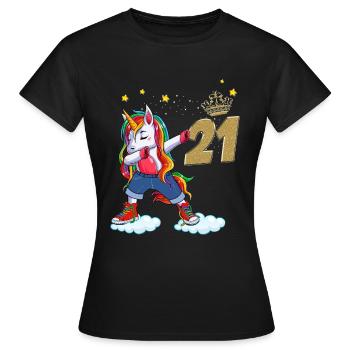 Licorne anniversaire 21 ans Cadeau Jeune Femme - T-shirt Femme - noir - Devant - AI Model Female 172 dark (172cm)