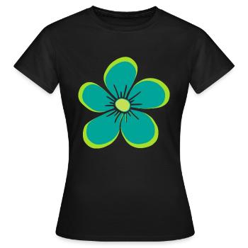 Fleur verte, fleur, floral, motif floral, floral - T-shirt Femme - noir - Devant - AI Model Female 172 dark (172cm)