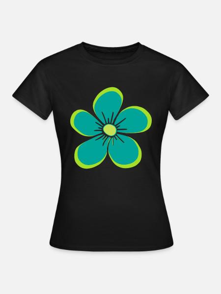 Blume grün, Blüte, floral, Blumenmotiv, blumig - Frauen T-Shirt - Schwarz