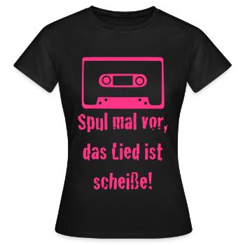 Spul mal vor, das Lied ist scheiße! Kassette old 1 - Frauen T-Shirt - Schwarz - Vorne - AI Model Female 172 dark (172cm)