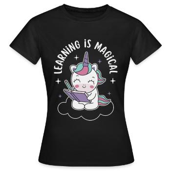 Learning is Magical - Women's T-Shirt - black - Front - AI Model Female 172 dark (172cm)