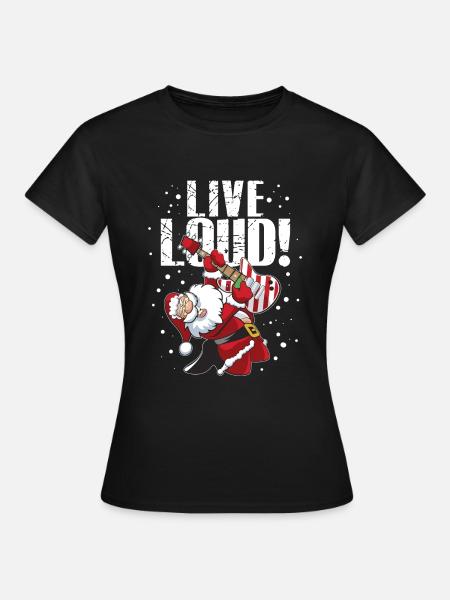 Rockender Weihnachtsmann E-Guitarre - Frauen T-Shirt - Schwarz