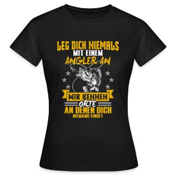 Never mess with an angler - Women's T-Shirt - black - Front - AI Model Female 172 dark (172cm)