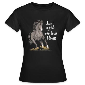 Nur Ein Mädchen Die Pferde Liebt - Frauen T-Shirt - Schwarz - Vorne - AI Model Female 172 dark (172cm)