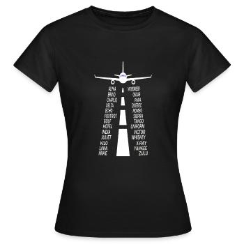 Pilote alphabet pilote avion - T-shirt Femme - noir - Devant - AI Model Female 172 dark (172cm)