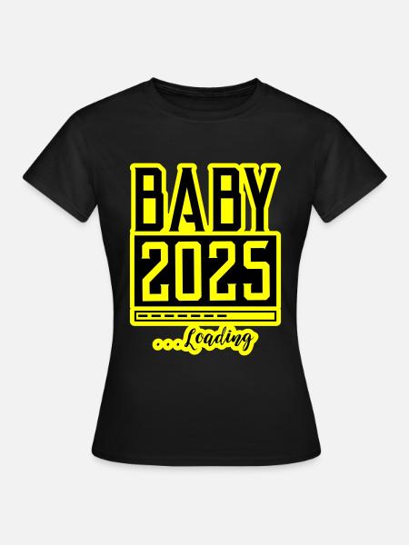 Baby 2025 Loading Babyshower - Frauen T-Shirt - Schwarz