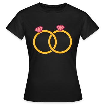 Wedding rings - engagement rings - Women's T-Shirt - black - Front - AI Model Female 172 dark (172cm)