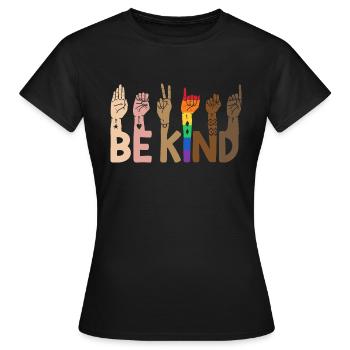 Be Kind LGBT Regenbogen - Frauen T-Shirt - Schwarz - Vorne - AI Model Female 172 dark (172cm)