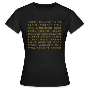 stein_papier_schere_echse_spock - T-shirt Femme - noir - Devant - AI Model Female 172 dark (172cm)