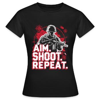 Un design gamer cool pour le jeu de tir à la première personne - T-shirt Femme - noir - Devant - AI Model Female 172 dark (172cm)