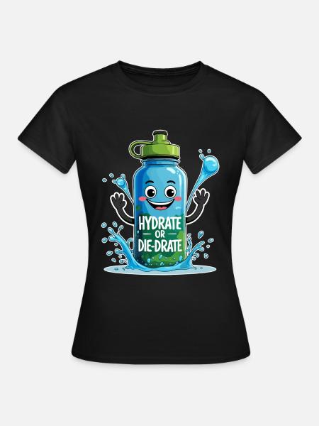 Funny Water Bottle - Hydrate or Die-Drate - Women's T-Shirt - black